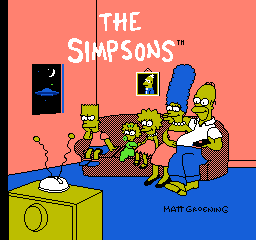 The Simpsons Bart vs the Space Mutants title screen for NES